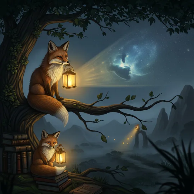Flicker, the Lamplighter Fox mascot
